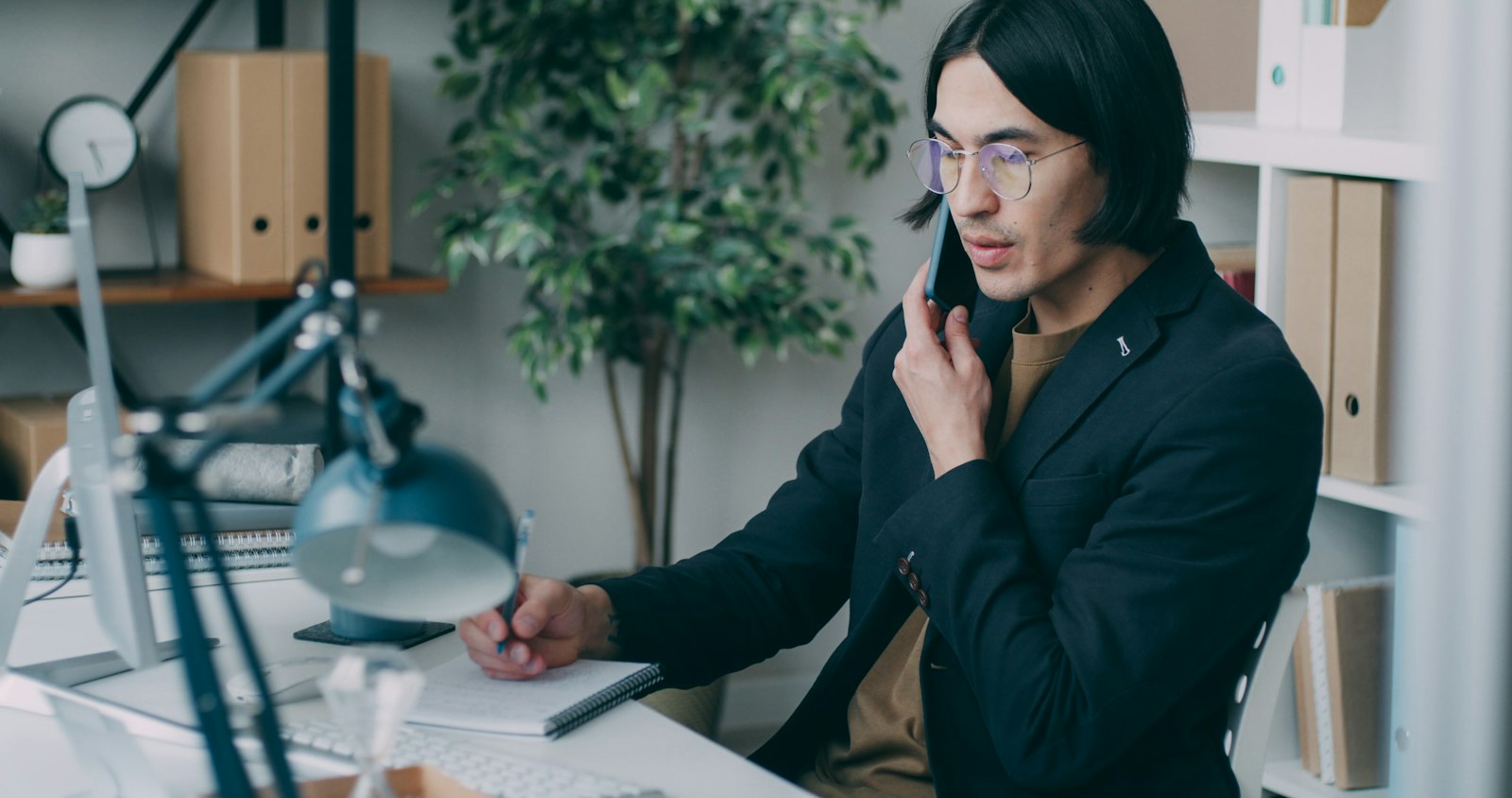 Someone handling a call in real estate
