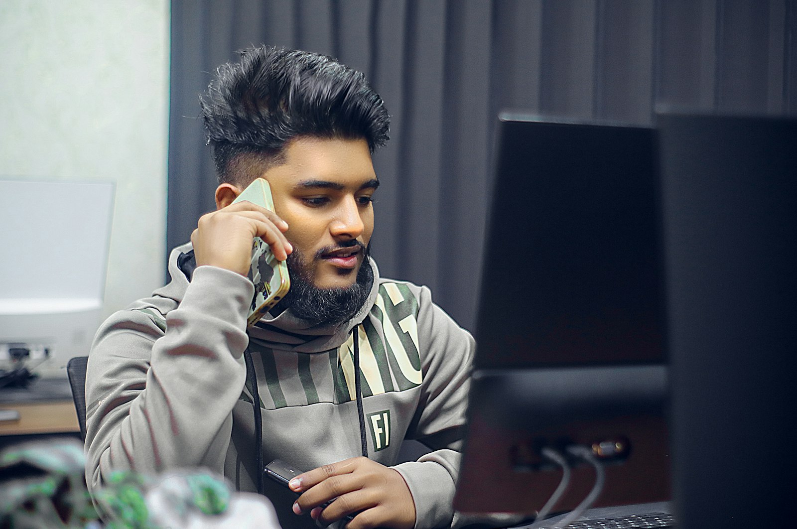 Someone handling a call in finance & collections