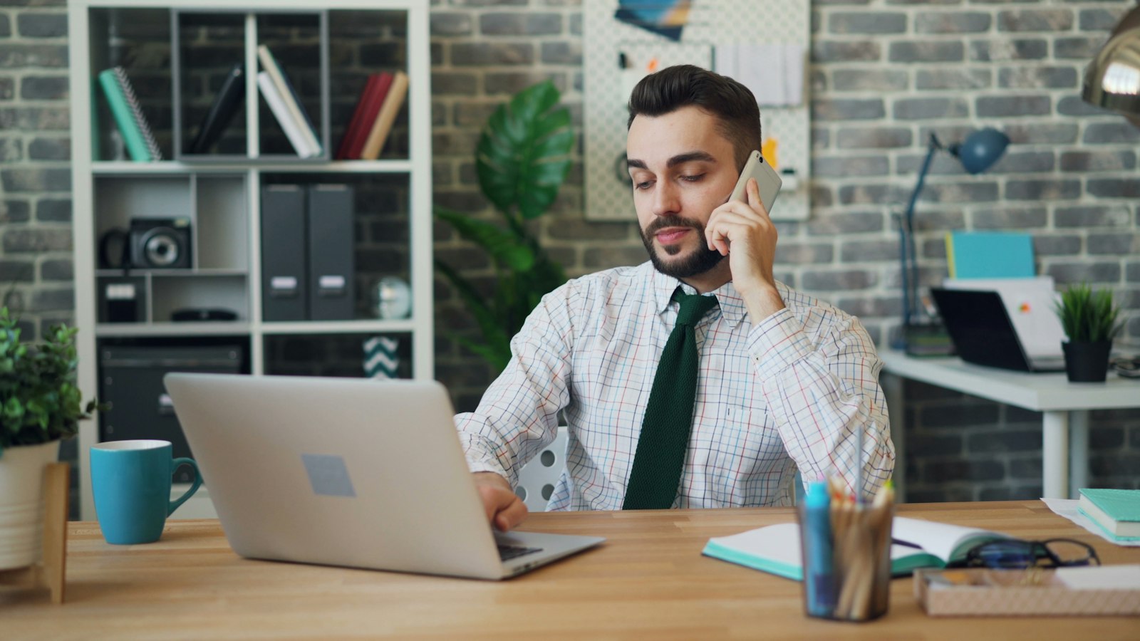 Someone handling a call in logistics