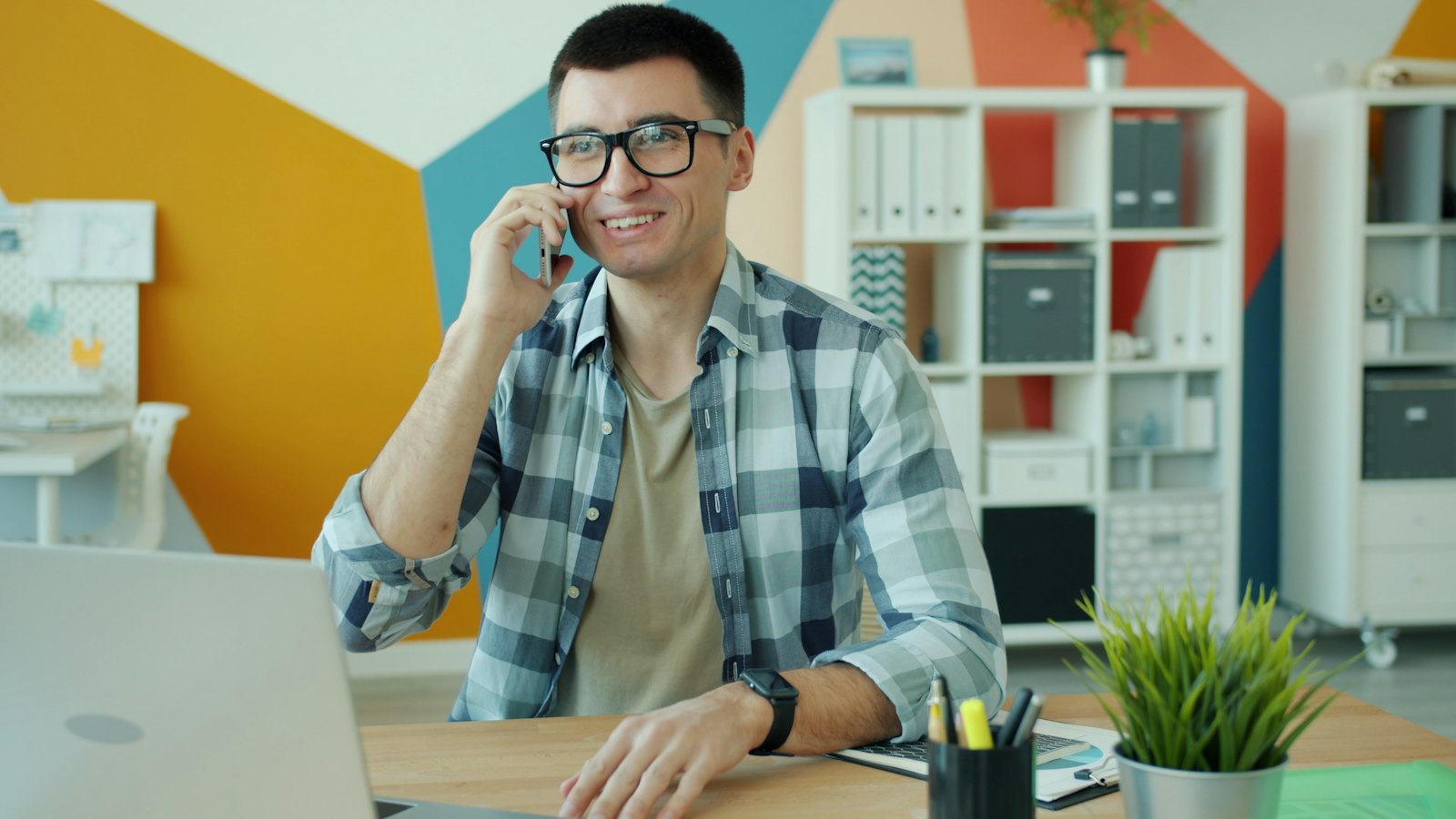 Someone handling a call in logistics